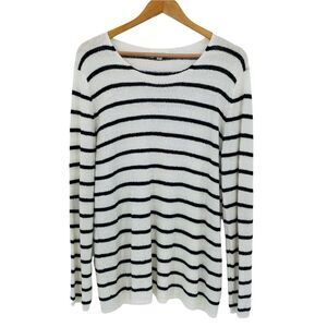 August Mist boutique striped tunic length sweater with patch elbows size xlarge